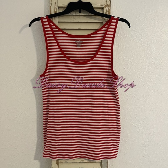 Old Navy Tops - Women's Old Navy Perfect Red White Striped Scoop Tank Top XXL Shirt Stretch